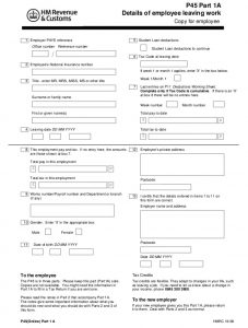 formulár P45 pre vrátenie daní z Anglicka